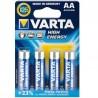 Pila alcalina AA pack 4 pilas Varta High Energy 4906