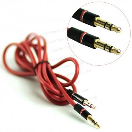 Cable Auxilar Audio Doble Jack 3,5 mm 3 vias 1.3M