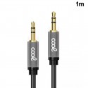 Cable Auxiliar Audio Premium Metálico Gris Doble Jack 3,5 mm (1 M)