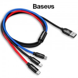 Cable USB 3 en 1 tipo C mi USB para iPhone y micro-USB 120cm