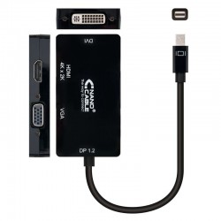 Adaptador Mini DisplayPort a VGA / DVI / HDMI - NEGRO - 15 CM