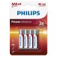 Pila Alcalina AAA Pack 4 Pilas LR03 Philips