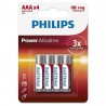 Pila Alcalina AAA Pack de 4 Pilas Philips LR03P4B/05/ 1.5V