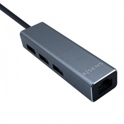 Hub USB 3.0 Tipo-C Aisens A109-0396/ 3 Puertos USB Tipo-C/ 1 RJ45