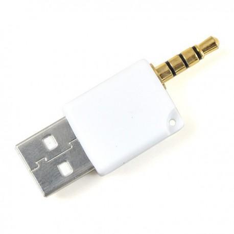 USB 2.0 a 3.5mm de carga y cable de datos para Ipod Shuffle 5/6 - Blanco (11 cm)