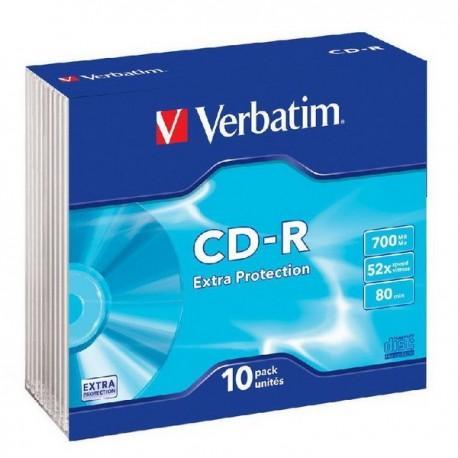 CD-R 52x 700MB Verbatim Extra Protection Caja Slim pack 10 uds