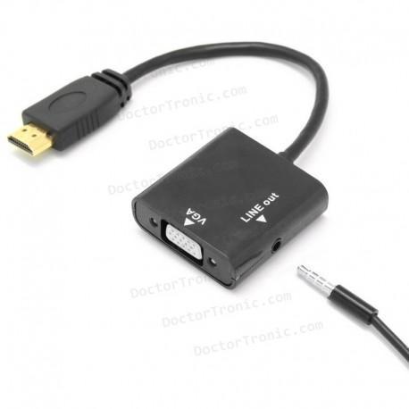 Conversor adaptador de video HDMI a VGA con Audio