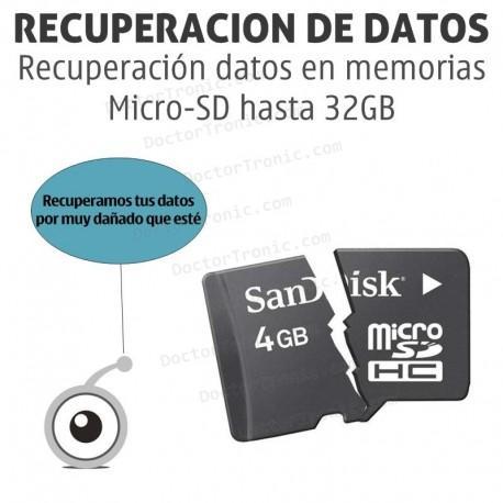 Recuperación datos en memorias Micro-SD hasta 32GB